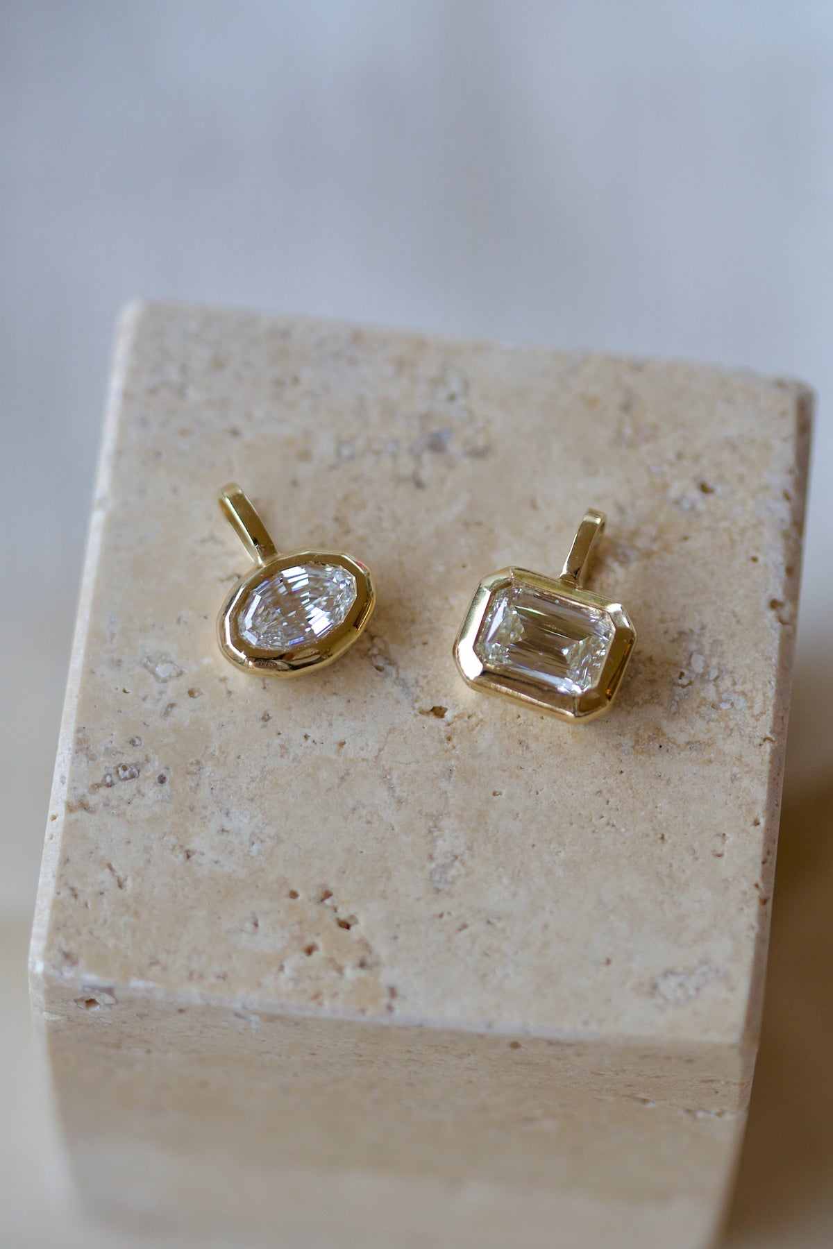 14K Gold Diamond Oval Pendant