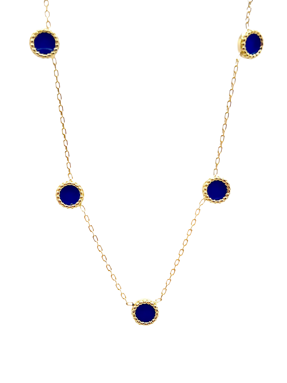 18K gold anklet with five round enamel charms | Yasmin Nabulsi Fine Jewelry