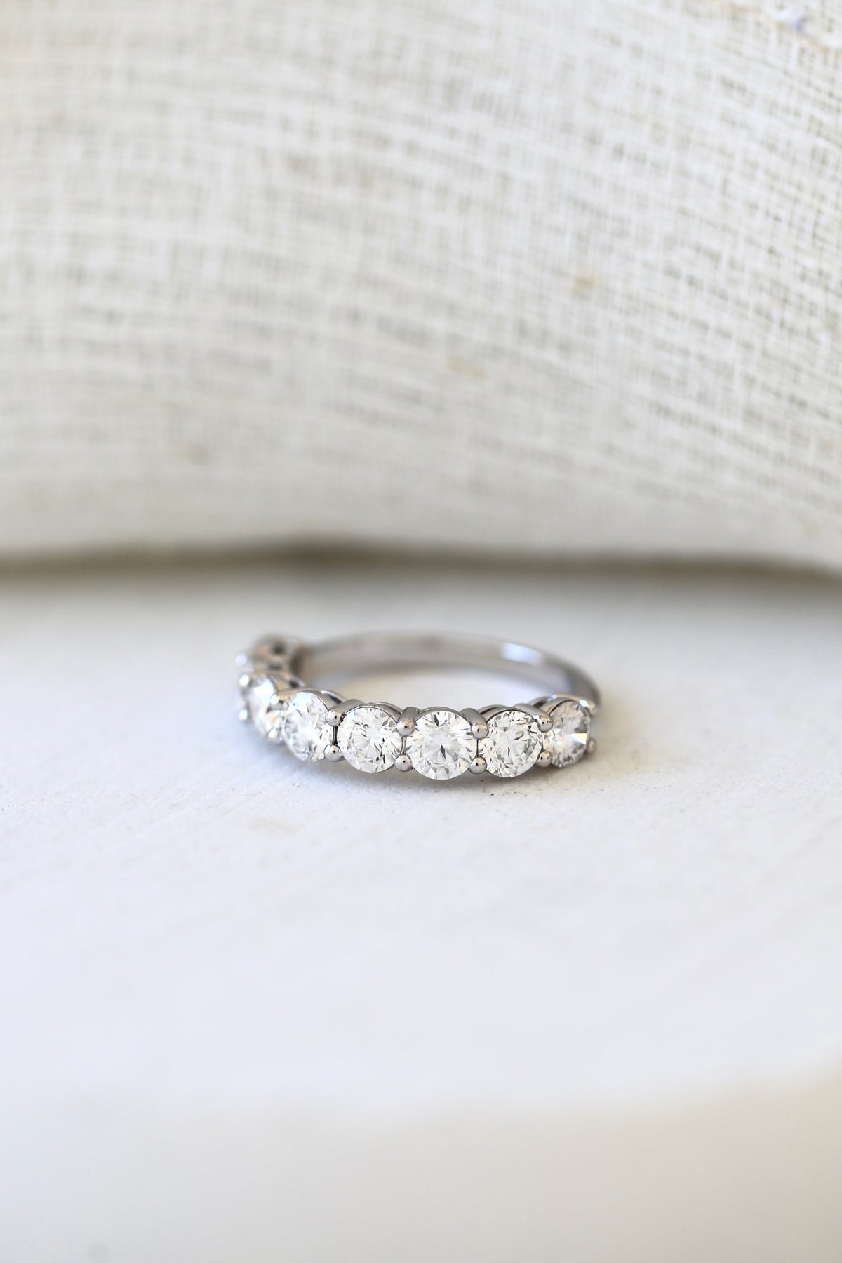 14K half-eternity band with 8 round lab diamonds in a shared prong setting | Yasmin Nabulsi Fine Jewelry