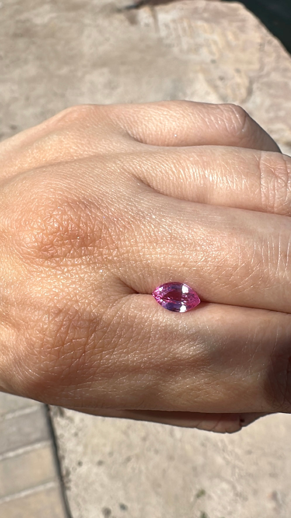 Pink sapphire marquise gemstone, natural corundum
