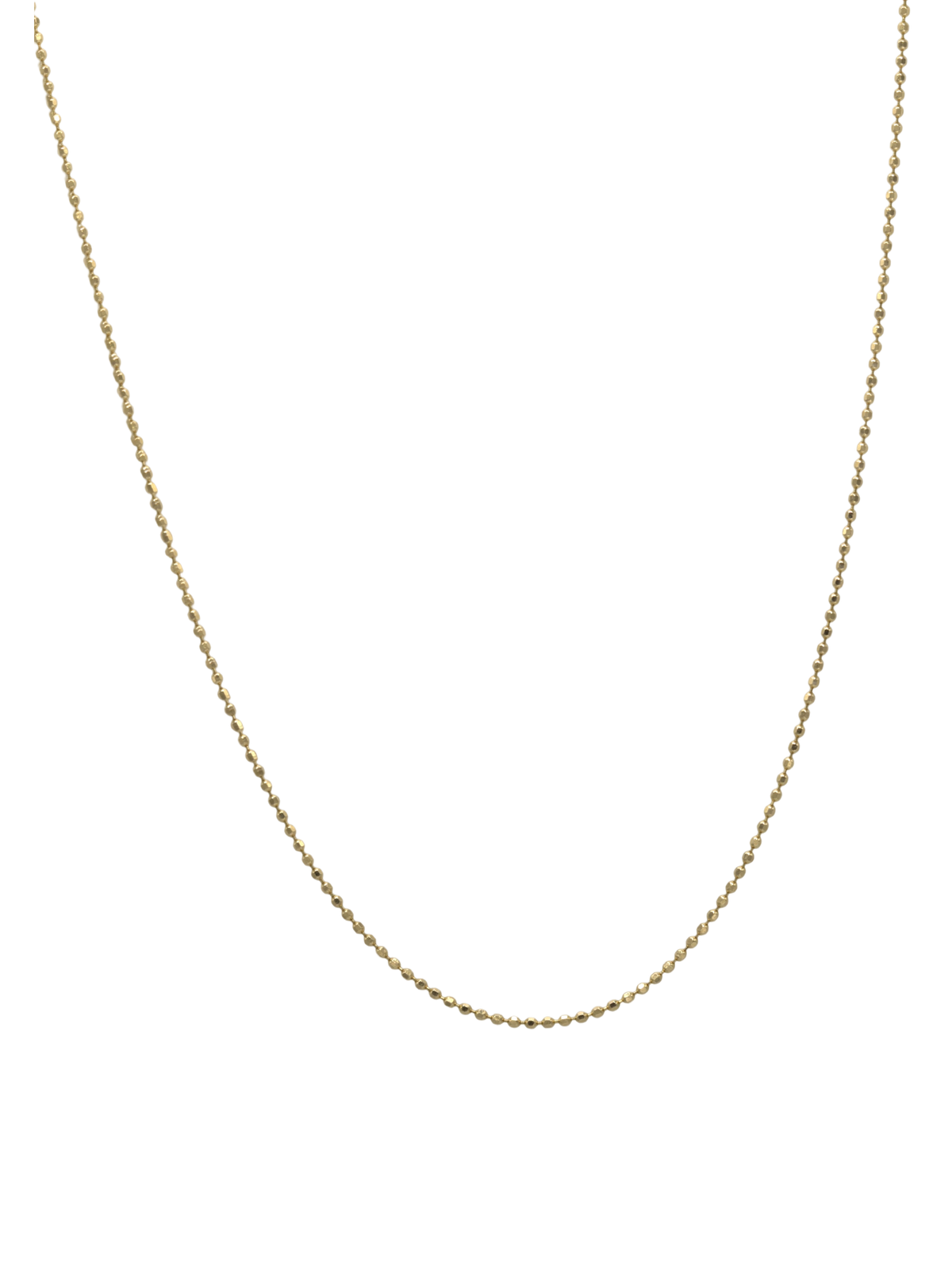 Flat faceted bead chain in 18K solid gold, 0.9mm width