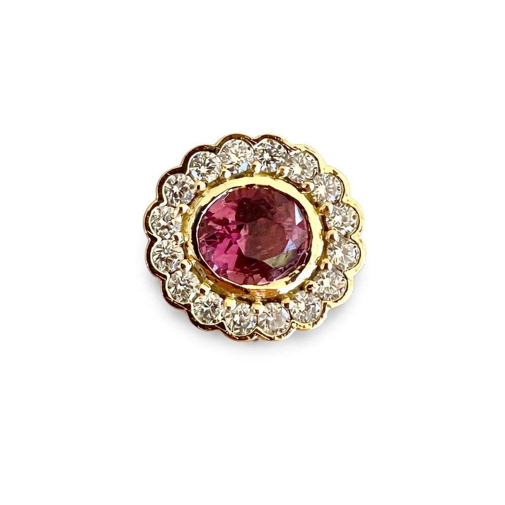Oval halo pendant with an east-west center stone, framed by lab-grown diamonds