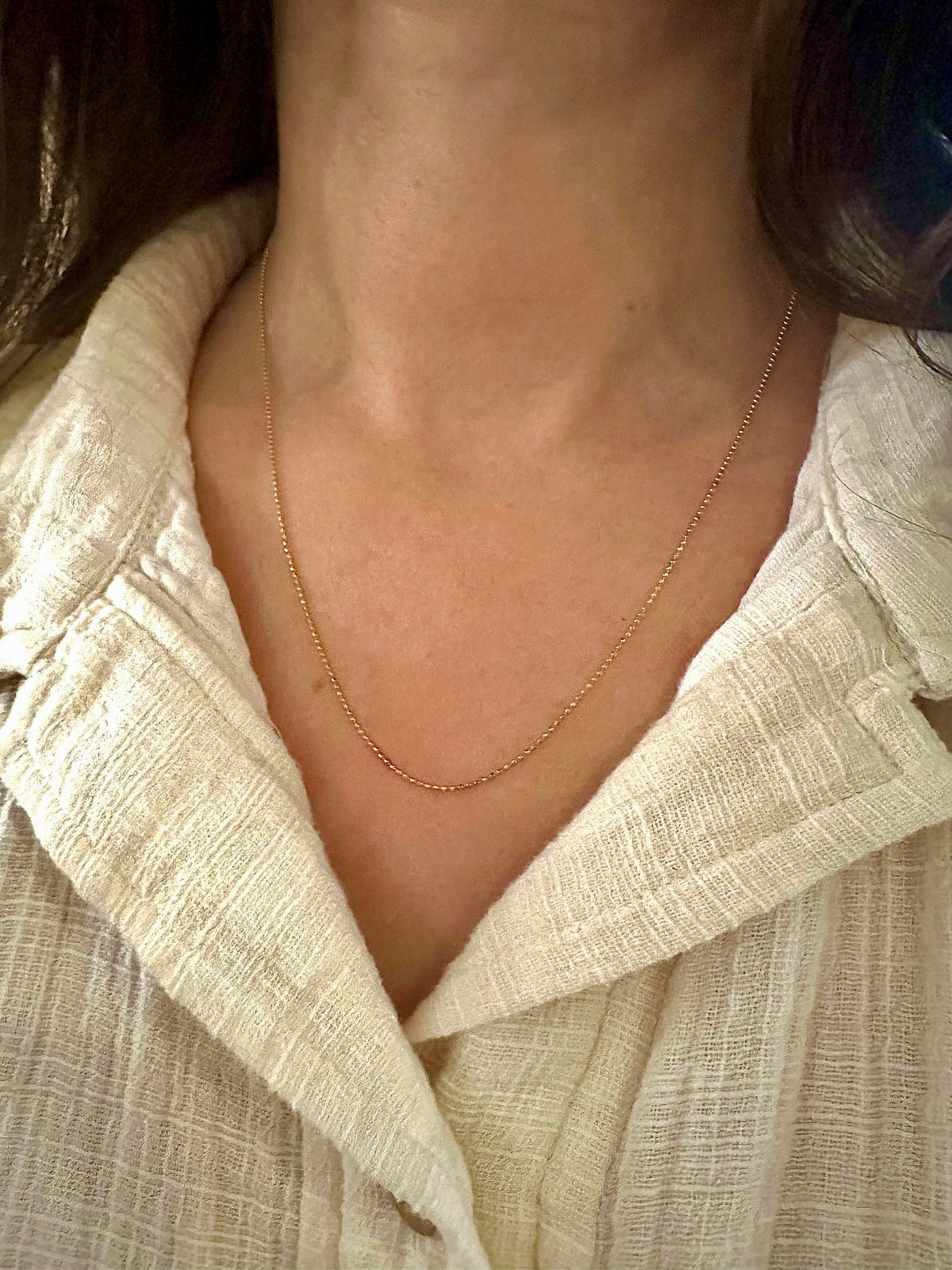 18K gold diamond cut chain, 1.73 grams, 18 inch length