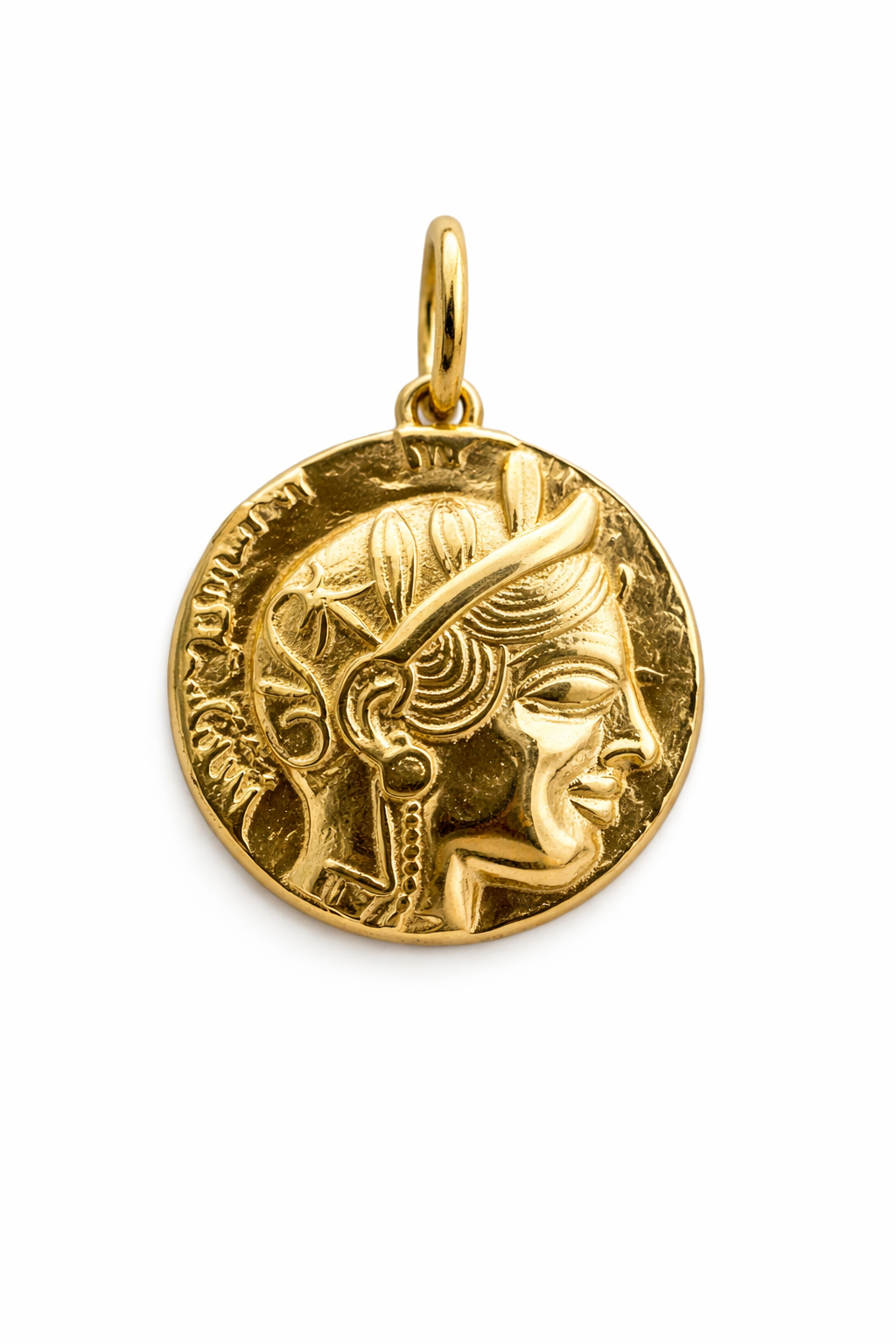 Athena and owl coin pendant recreating the ancient Athenian owl coin in 14K or 18K gold | Yasmin Nabulsi Fine Jewelry