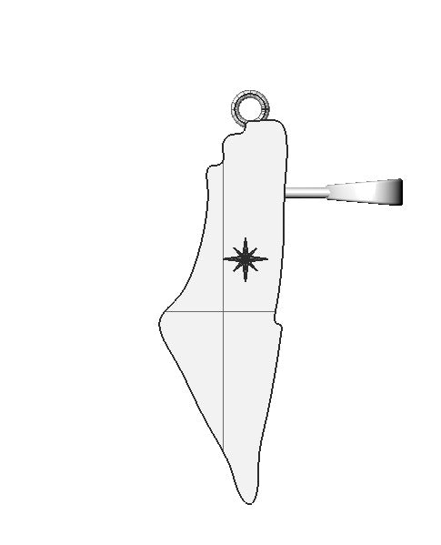 Polished gold Palestine map pendant with a name engraved on the outline