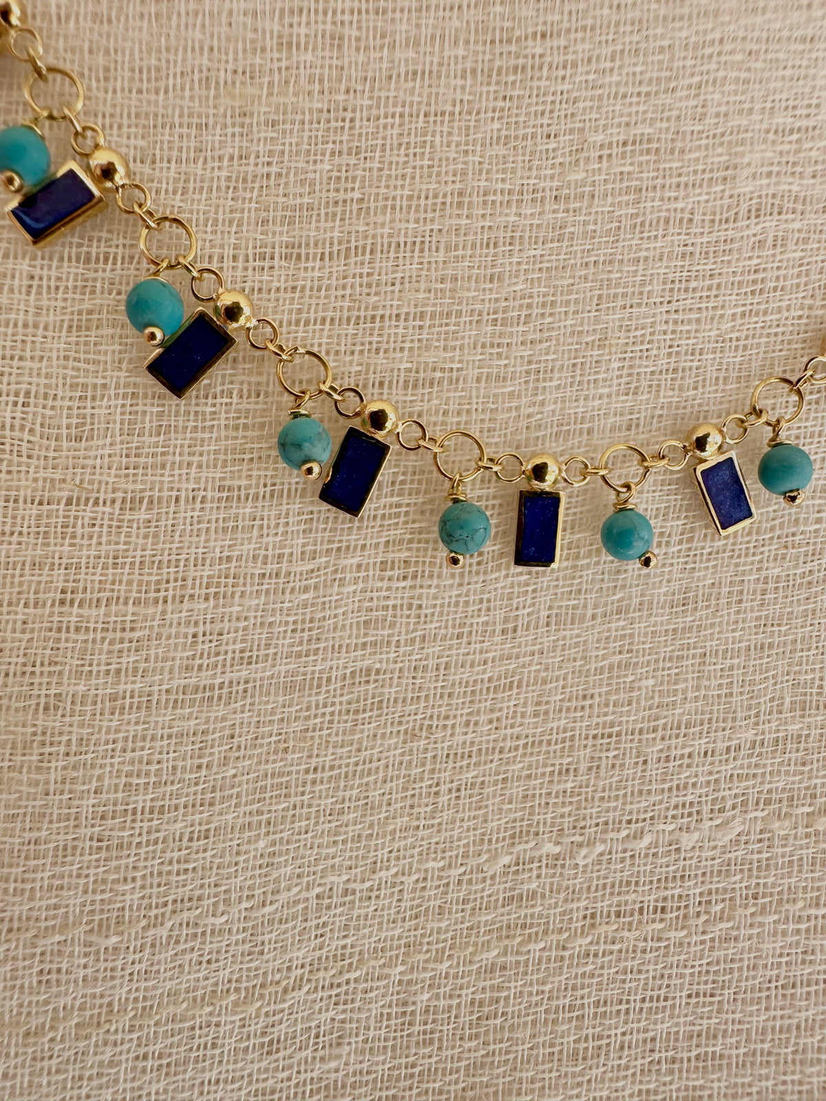 December birthstone turquoise necklace handcrafted in 18K gold