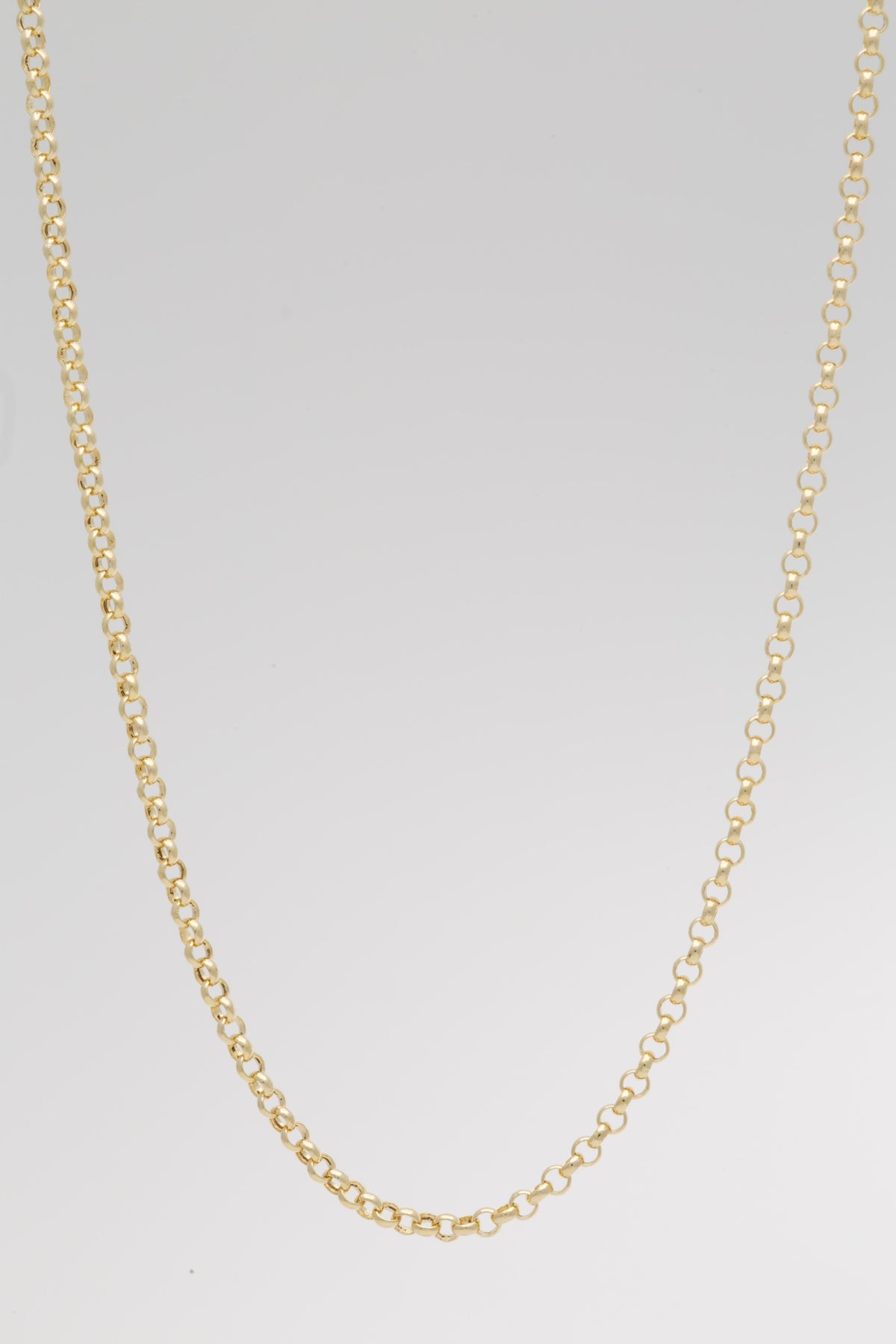 18K gold rolo chain, 1.6mm wide, with a spring clasp | Yasmin Nabulsi Fine Jewelry