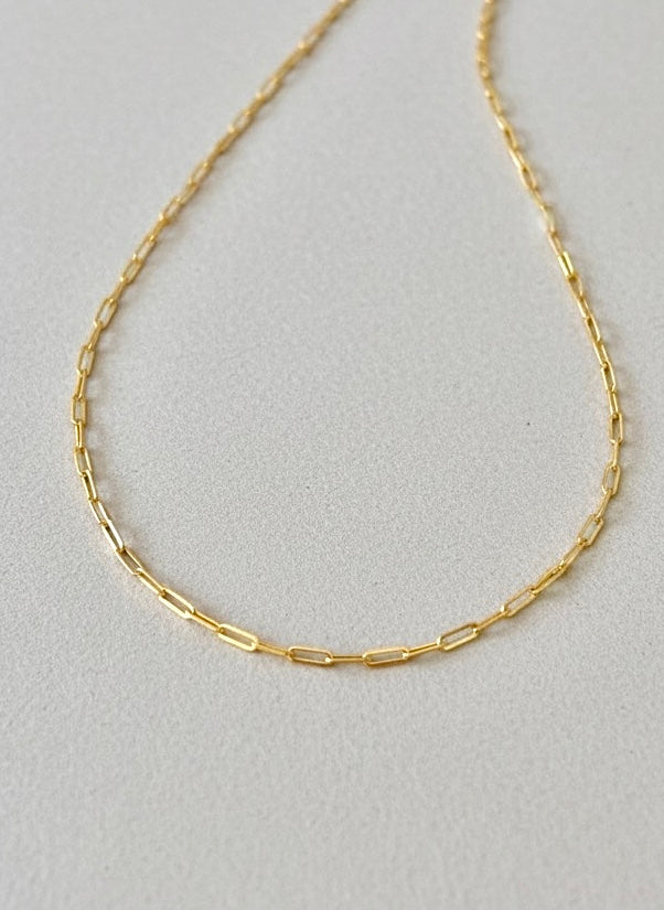 Dainty 18K gold paperclip chain with solid links | Yasmin Nabulsi Fine Jewelry