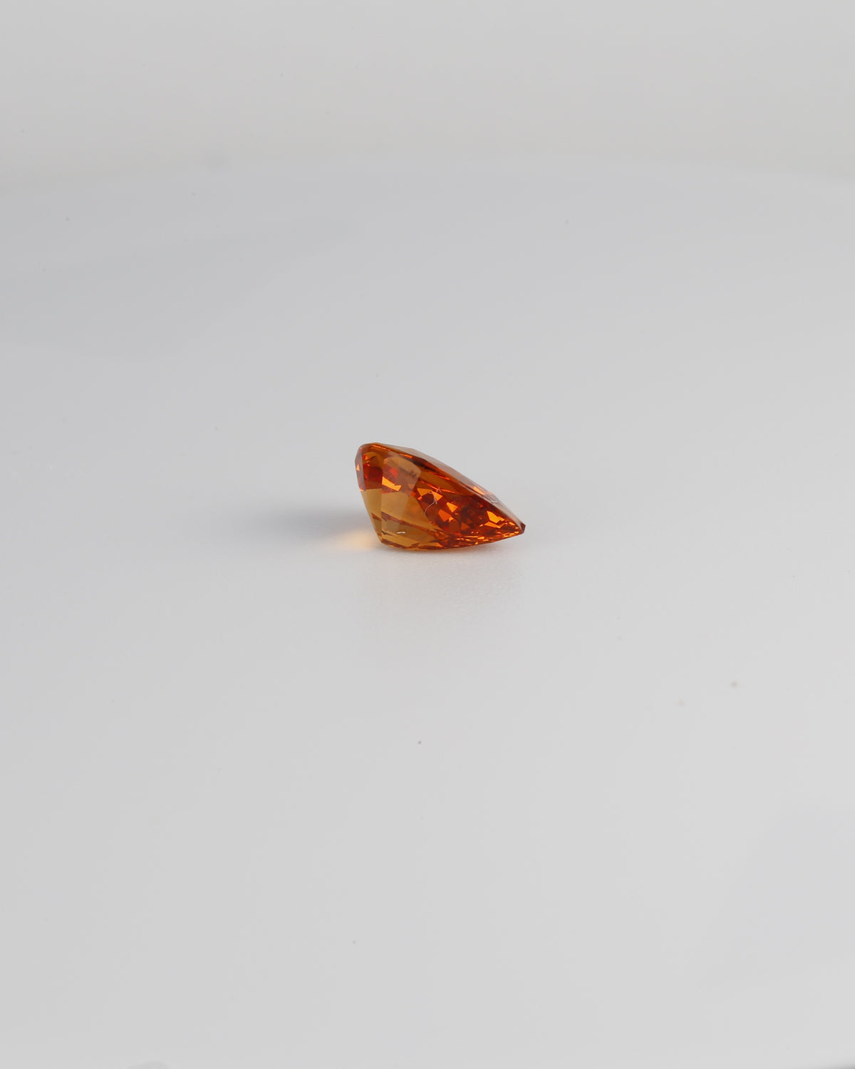 Pear cut spessartite garnet, third view of the 1.28ct stone