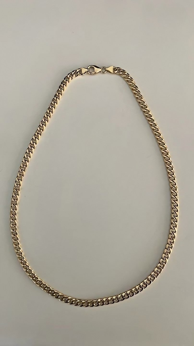 18K gold Cuban necklace, a 4.5mm wide link chain