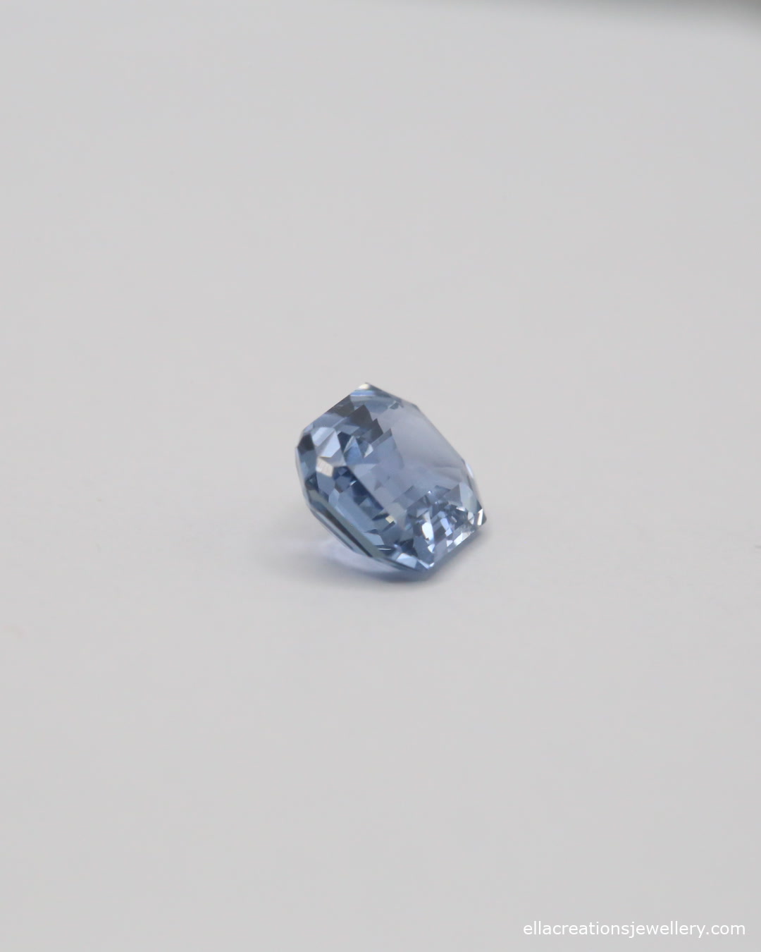 Heated blue sapphire, 2.06ct step cut, third view of the stone