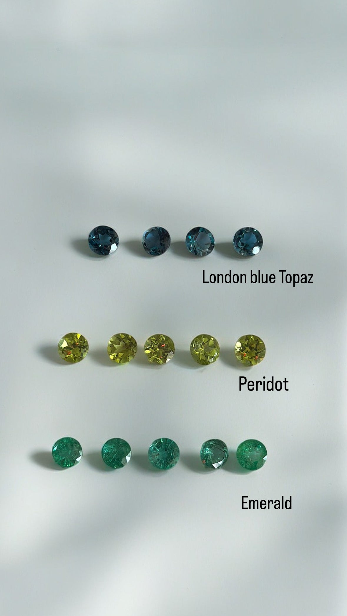 Mina ring offered with a natural emerald or peridot center stone, custom made