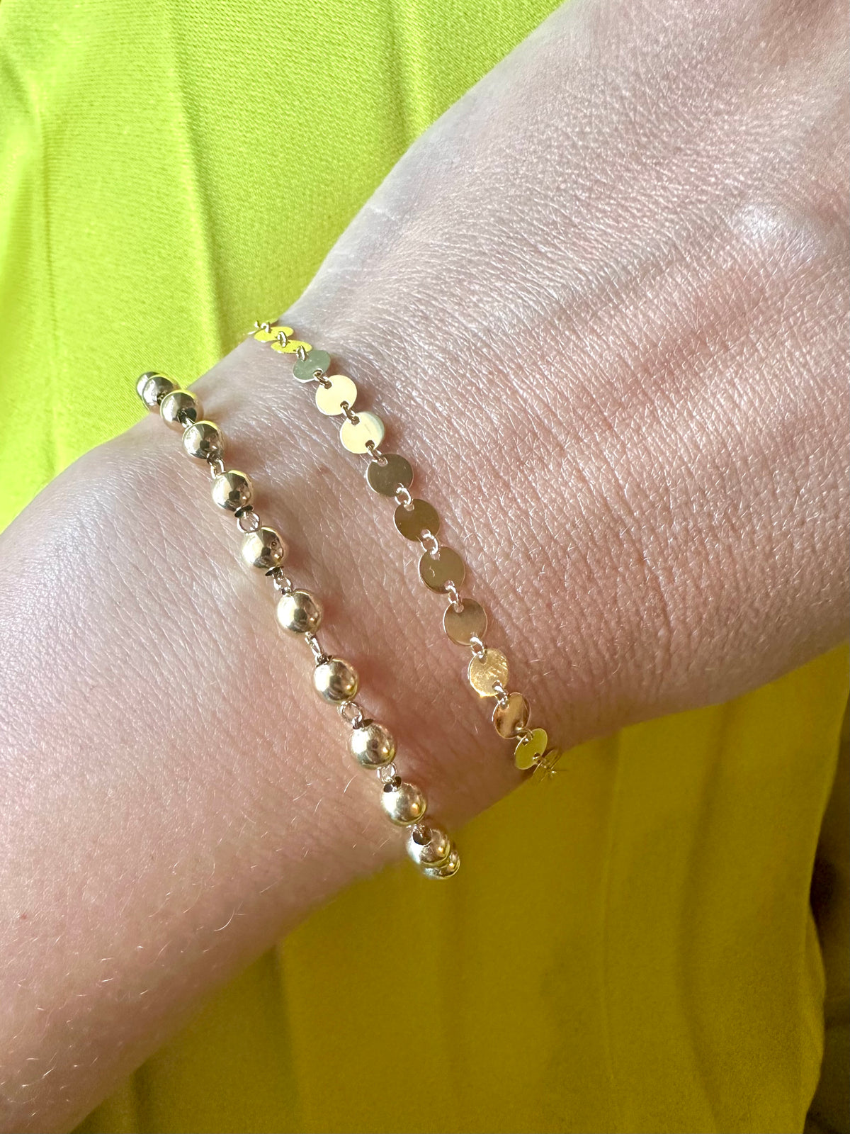 Gold bead bracelet with 3mm and 4mm bead options