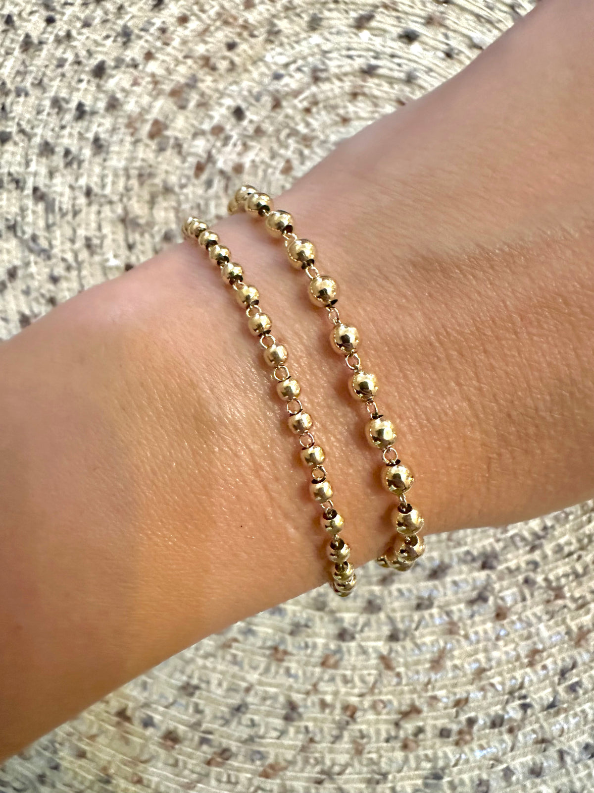 18K gold bead bracelet, 6.5 to 7 inches