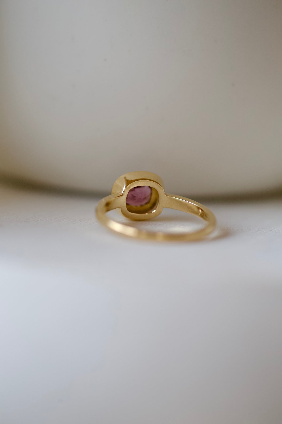 14K Double Bezel Gemstone Ring