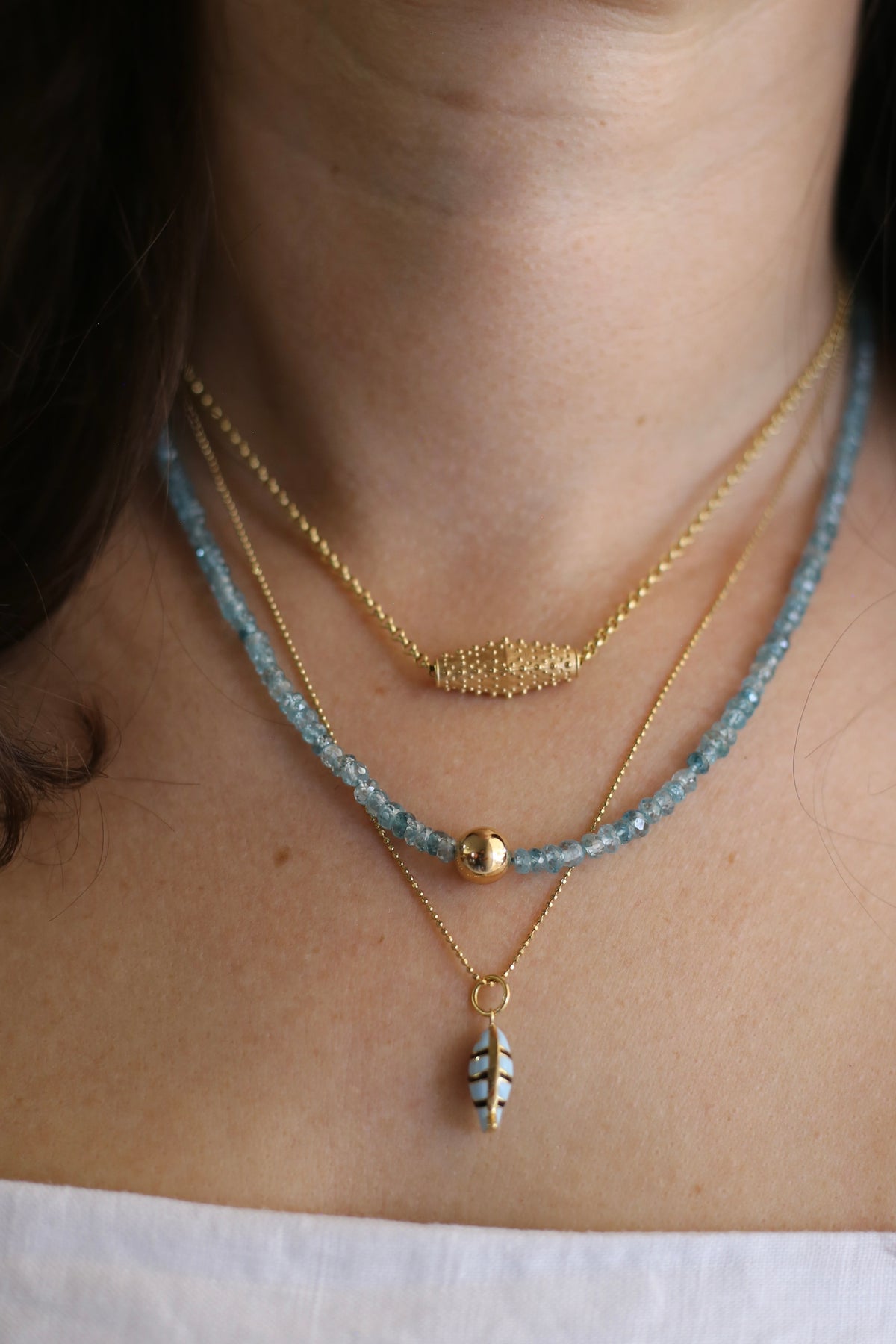 Geometric hexagonal gold slider pendant in solid gold