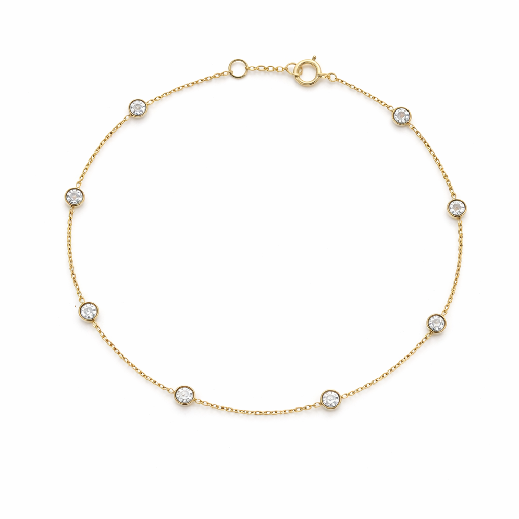 18K solid gold lab diamond station bracelet with eight bezel set lab diamonds | Yasmin Nabulsi Fine Jewelry