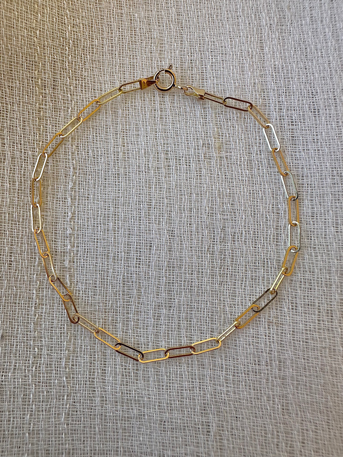 Dainty paperclip bracelet in 18K solid gold, 6.5 or 7 inches