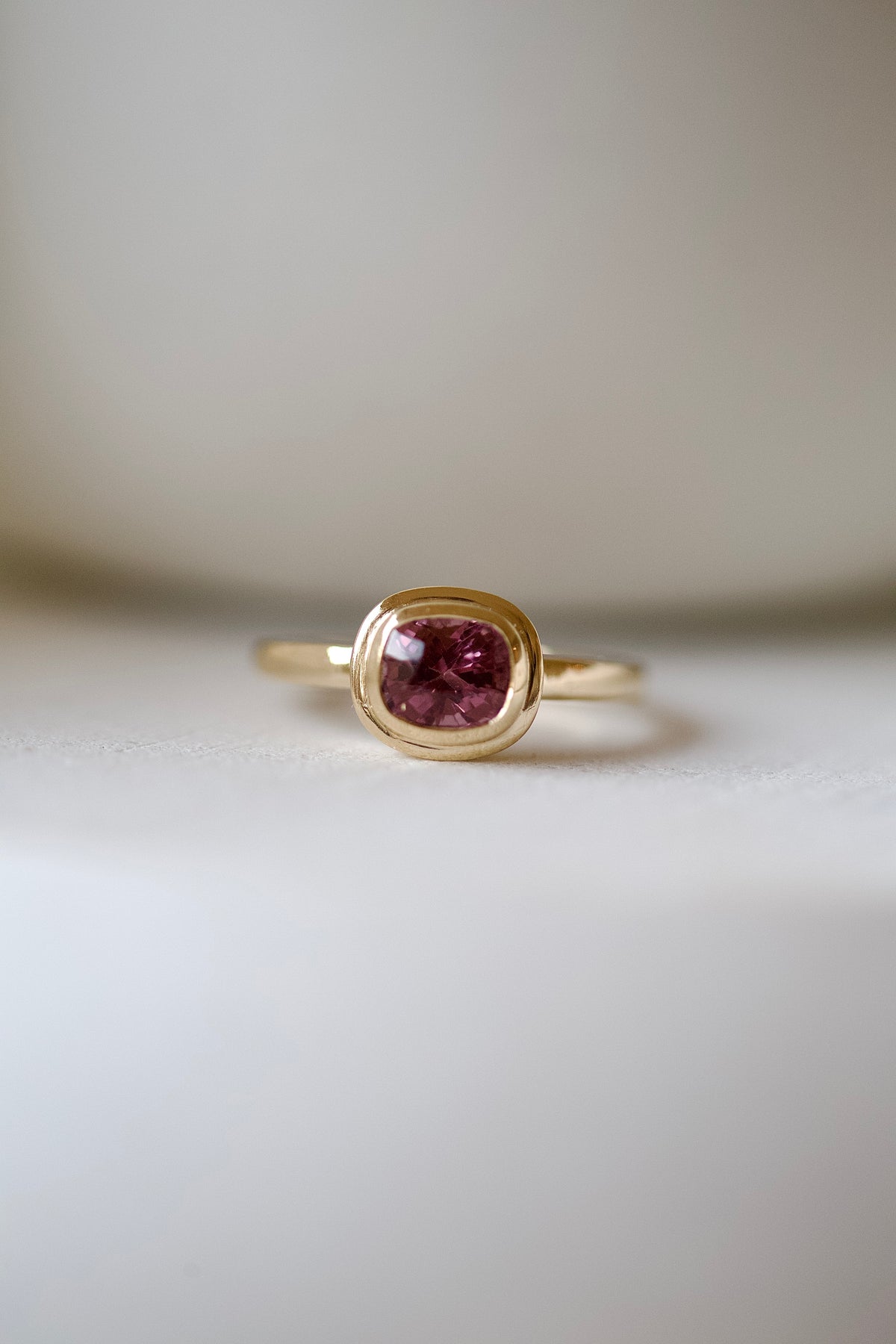 14K Double Bezel Gemstone Ring