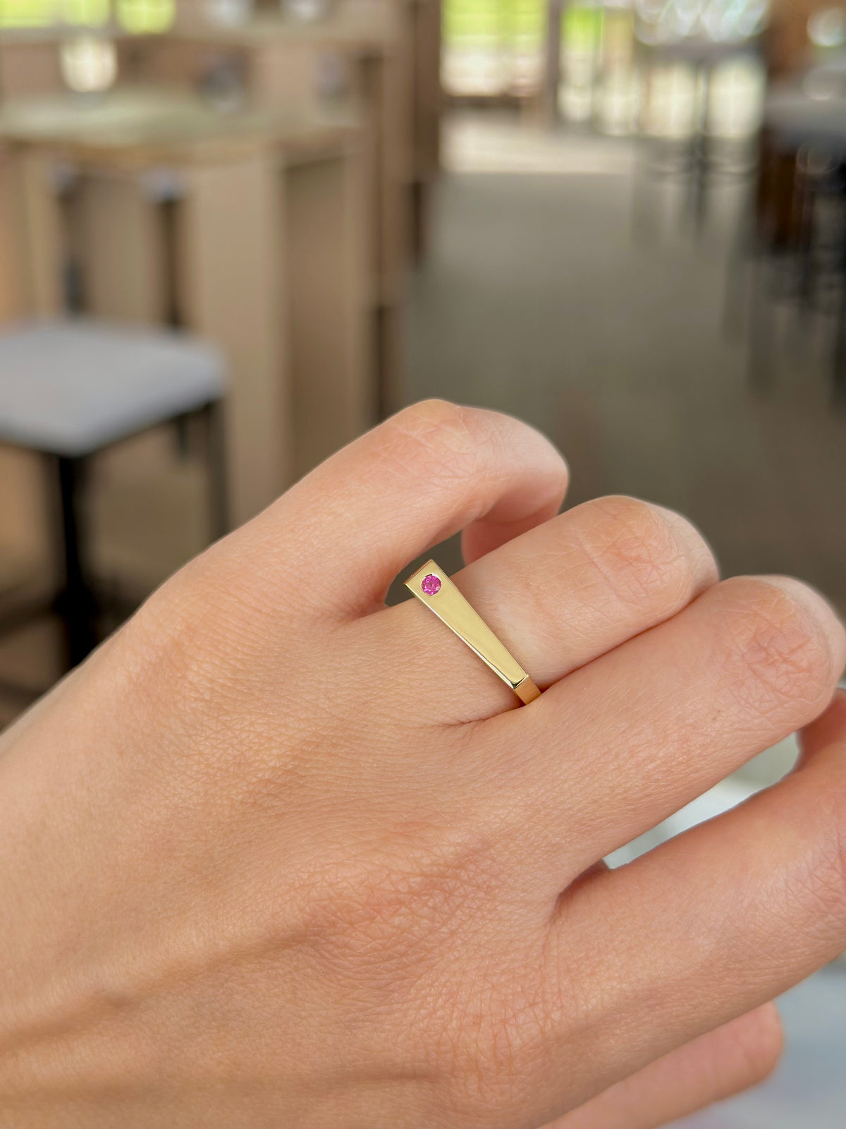 Tokyo Modernist ring with a tapering band from 4.3mm to 2mm, third view