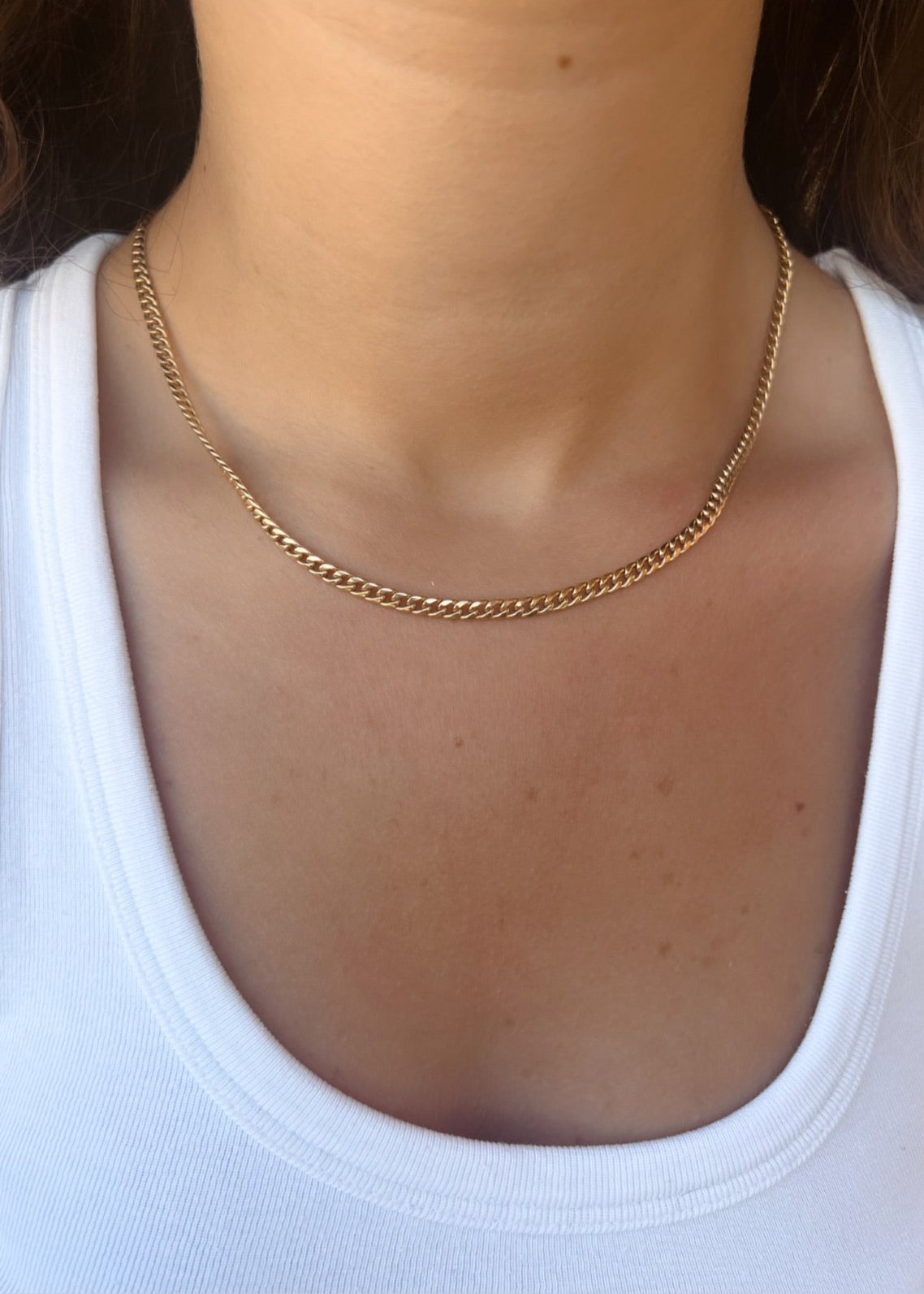 18K solid gold Cuban chain necklace, 4.5mm wide | Yasmin Nabulsi Fine Jewelry
