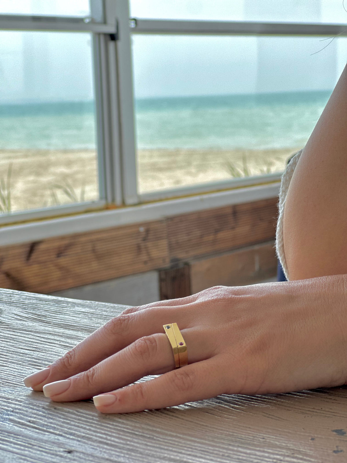 Tokyo Modernist ring, eighth view, with a polished finish
