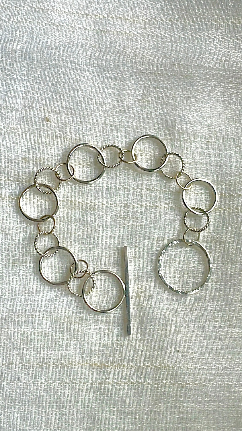 Handmade recycled sterling silver circle link bracelet with 9K gold elements | Yasmin Nabulsi Fine Jewelry