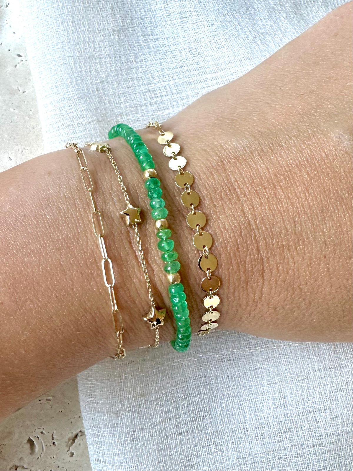 Emerald beaded bracelet in 6 to 7.25 inch length options