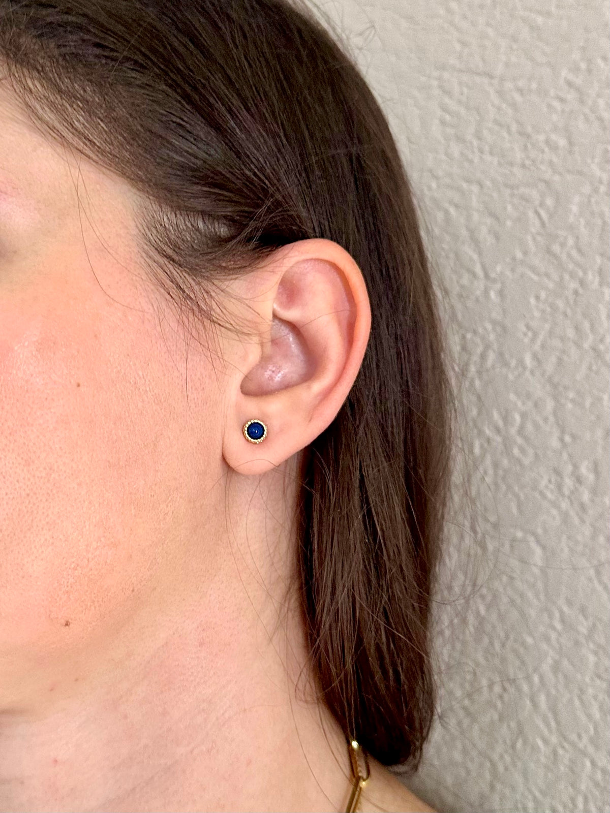 Pair of lapis lazuli cabochon studs with a 4mm stone
