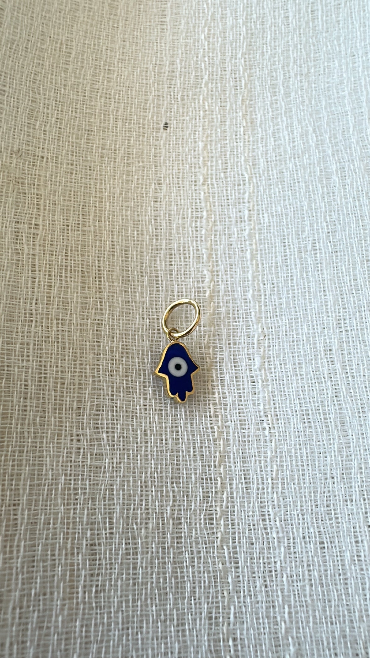 18K gold hamsa charm with lapis blue enamel