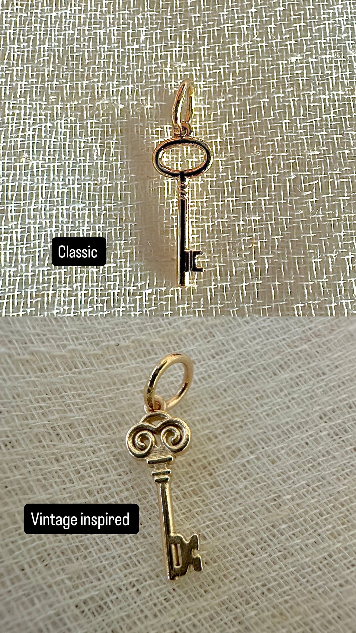 Key of Return gold charm, alternate angle