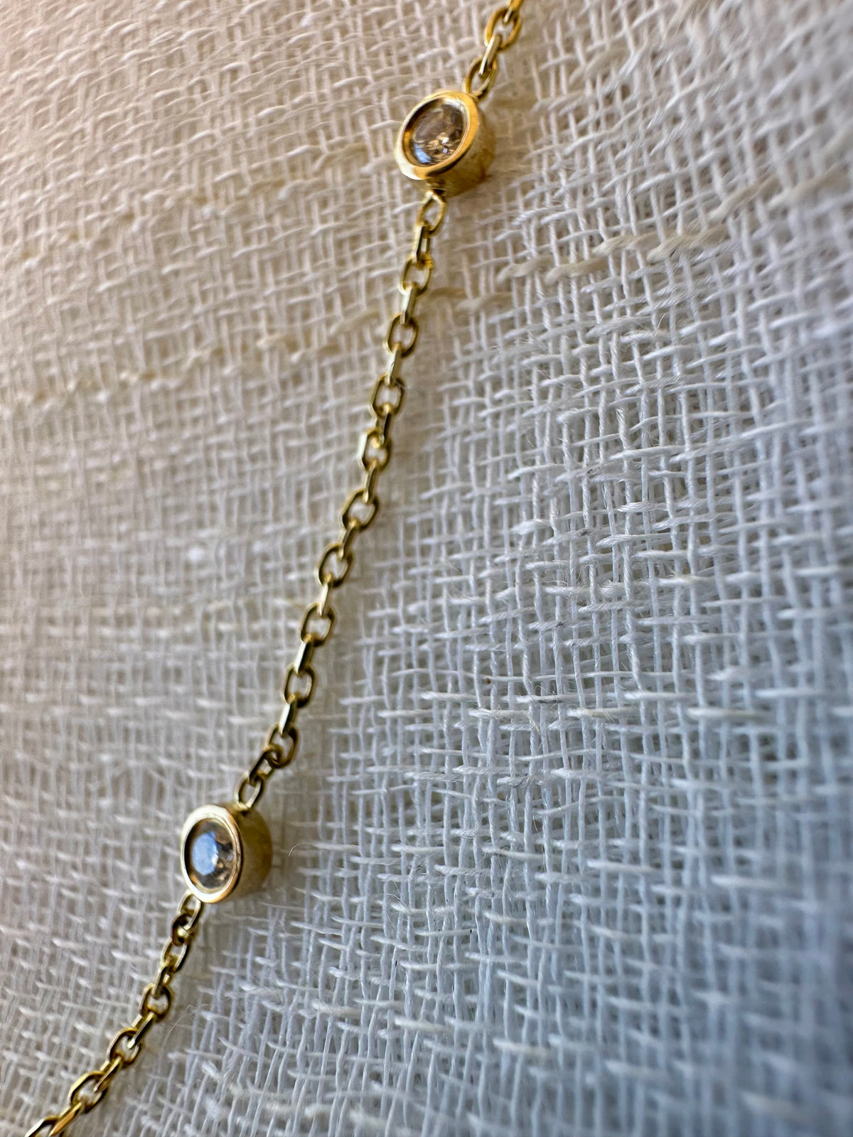 Lab diamond station necklace in solid 18K gold