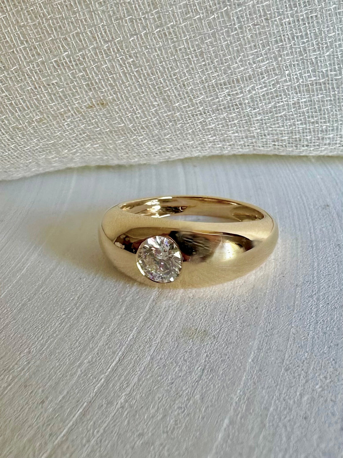 Lab diamond dome ring in 18K gold, polished finish