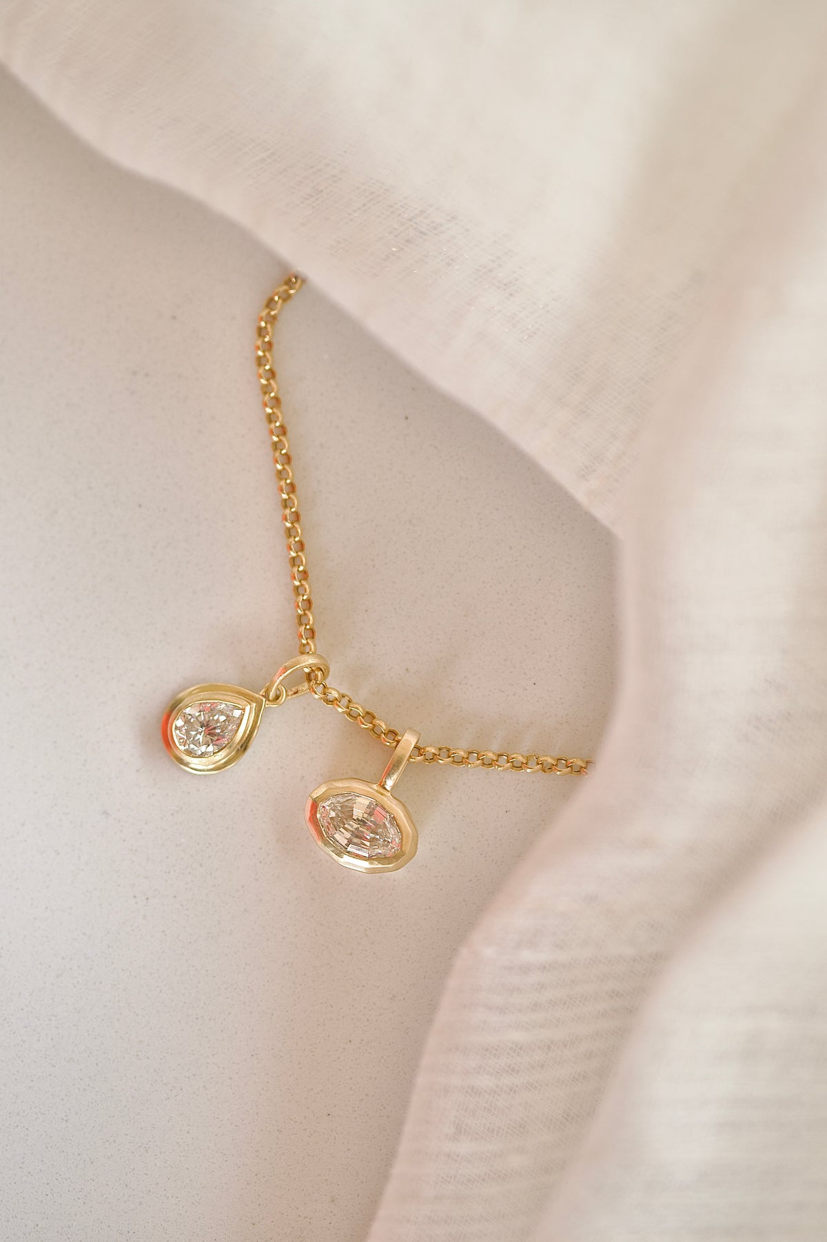 14K Gold Diamond Oval Pendant