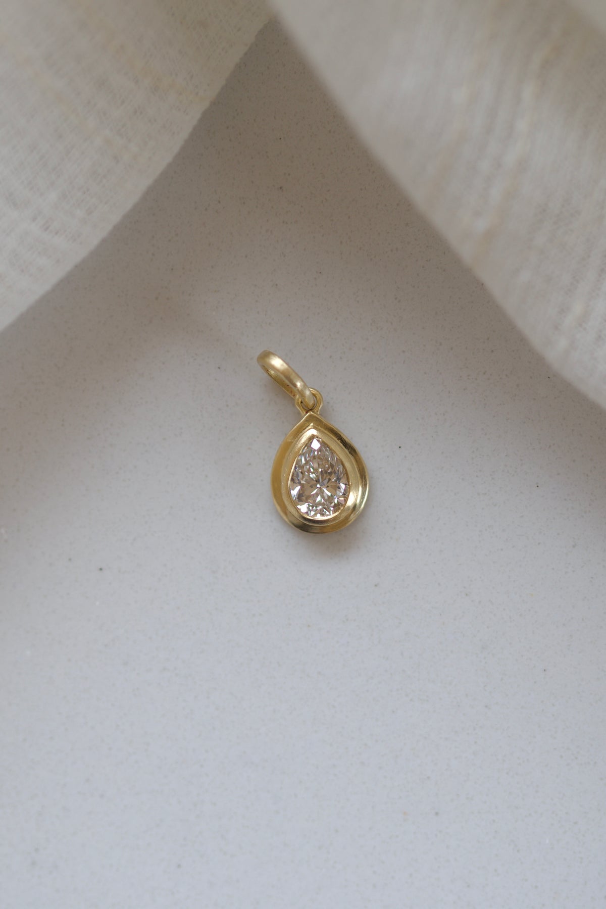 Pear lab diamond pendant in a gold bezel | Yasmin Nabulsi Fine Jewelry