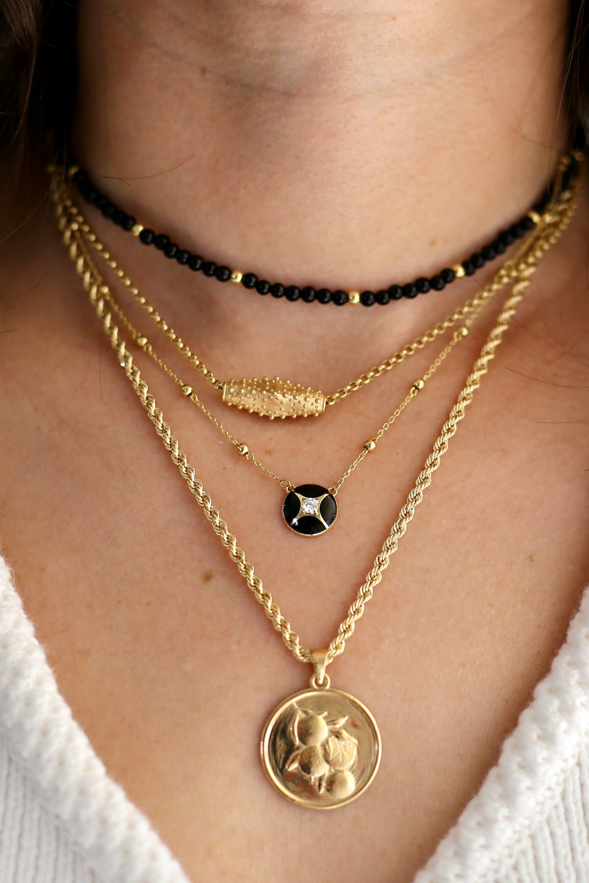 18K solid gold charm with black enamel, fifth view