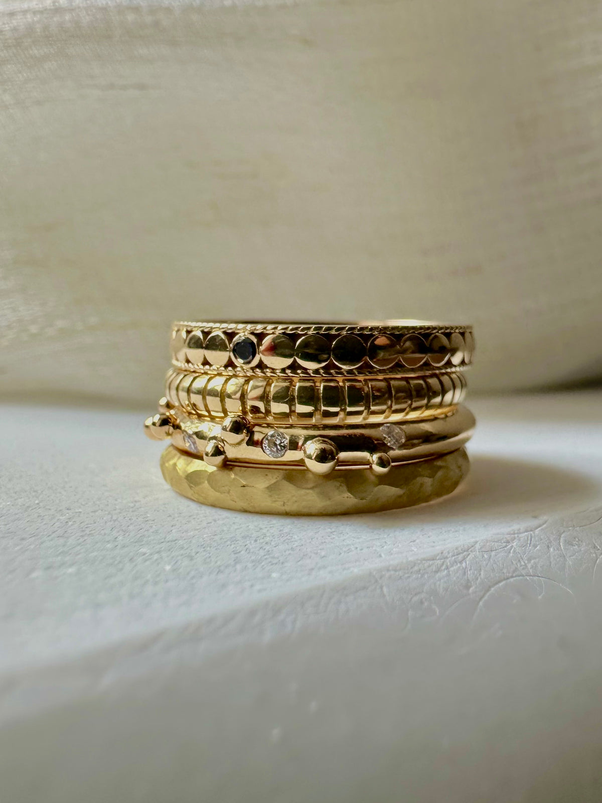 Ribbed gold band in solid 14K or 18K gold