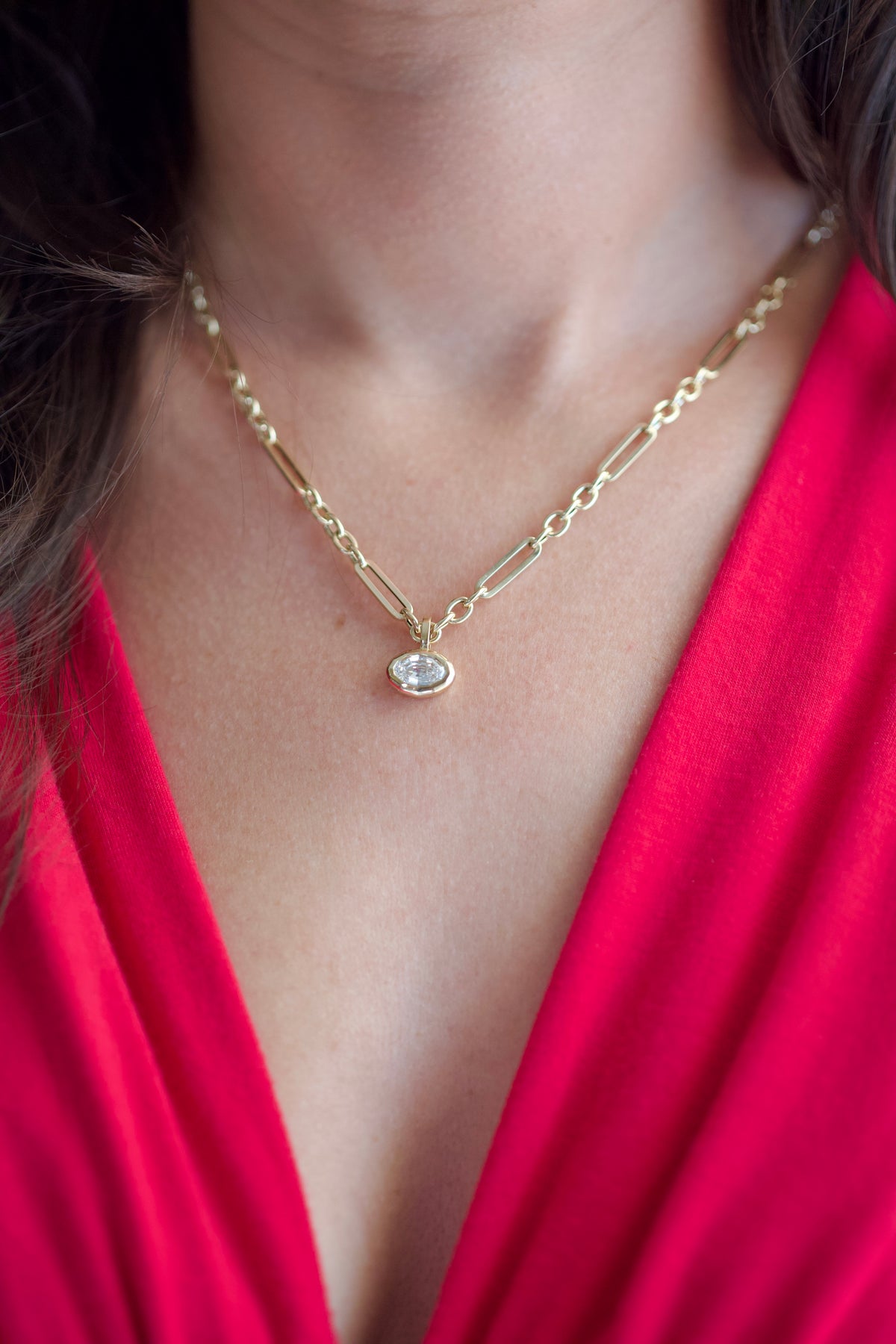 14K Yellow Gold T-Bar Necklace, 20 Inch