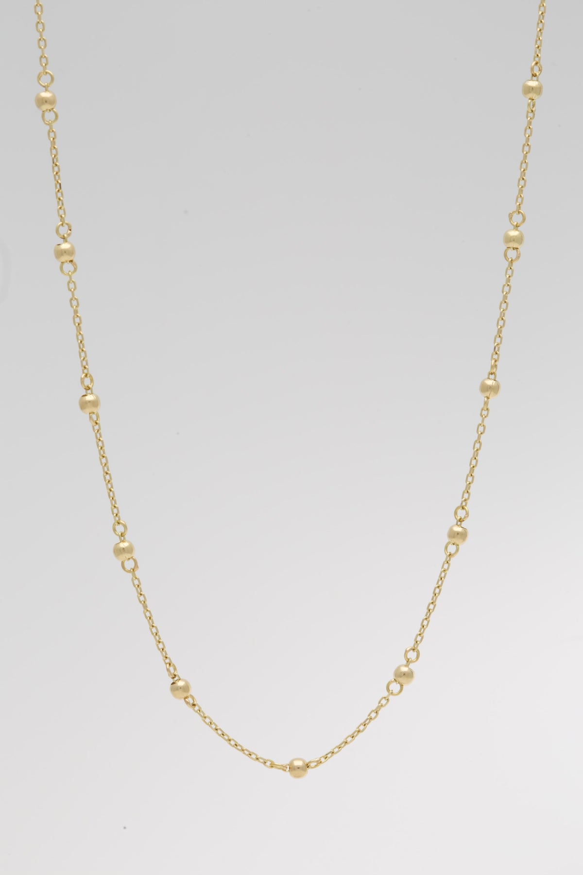 18K gold ball chain necklace with 2.5mm hand-wrapped gold beads | Yasmin Nabulsi Fine Jewelry