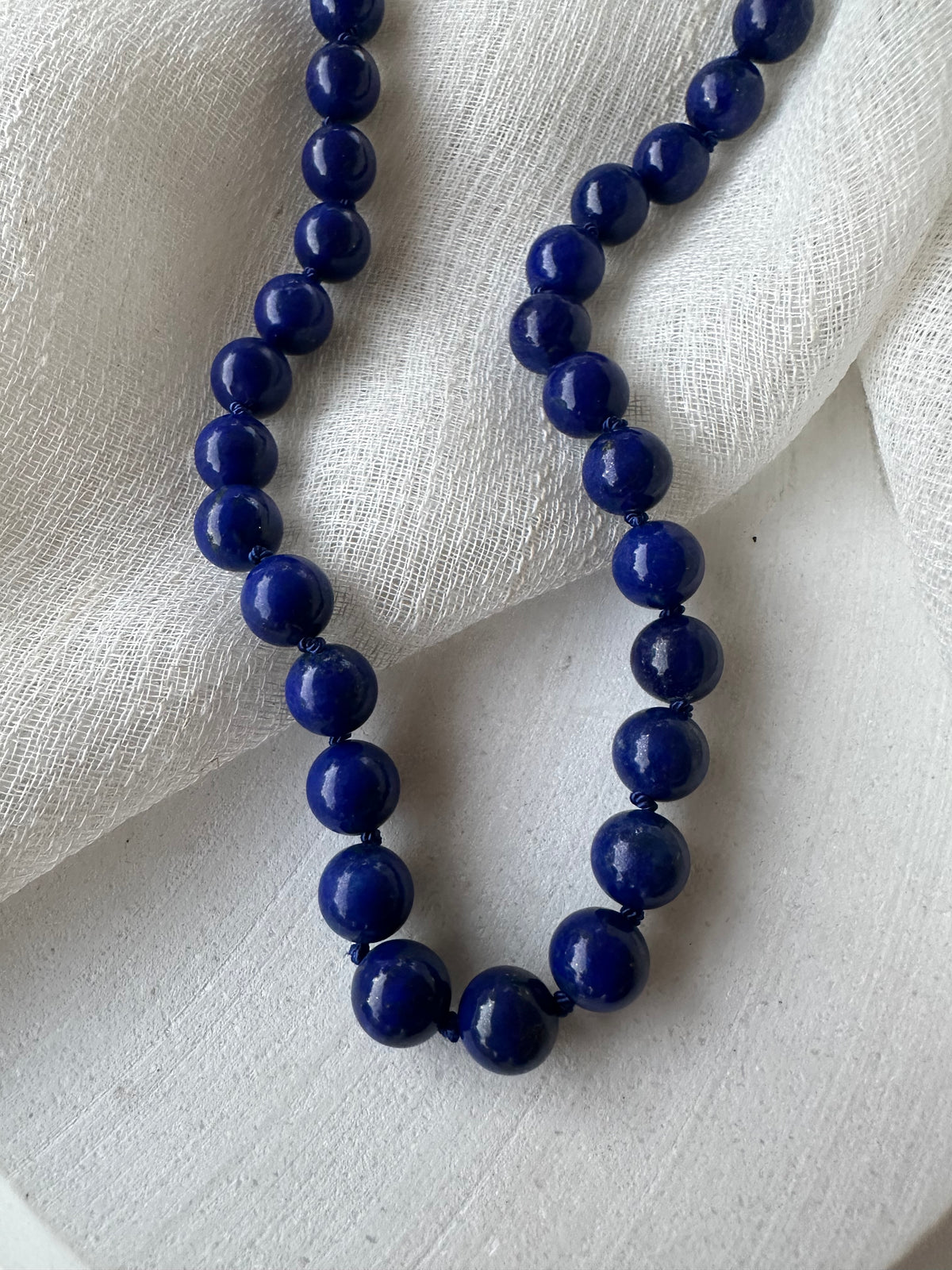Lapis lazuli necklace with 14K gold O ring charm holder closure option