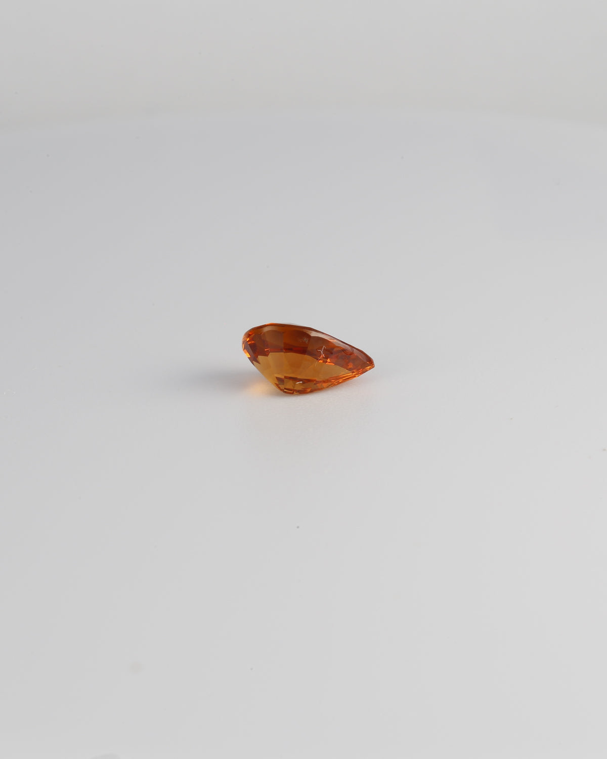Pear cut spessartite garnet, fourth view of the 1.28ct stone
