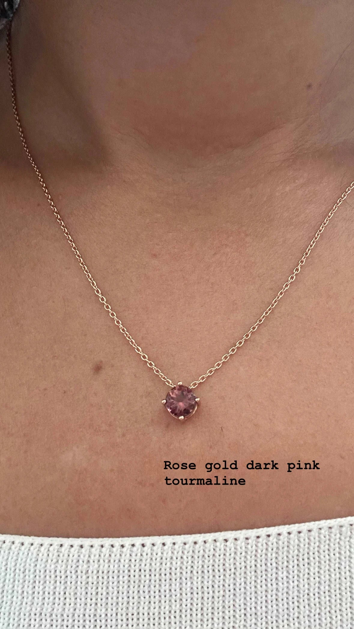 Pink tourmaline pendant in 18K gold, available in yellow and rose gold