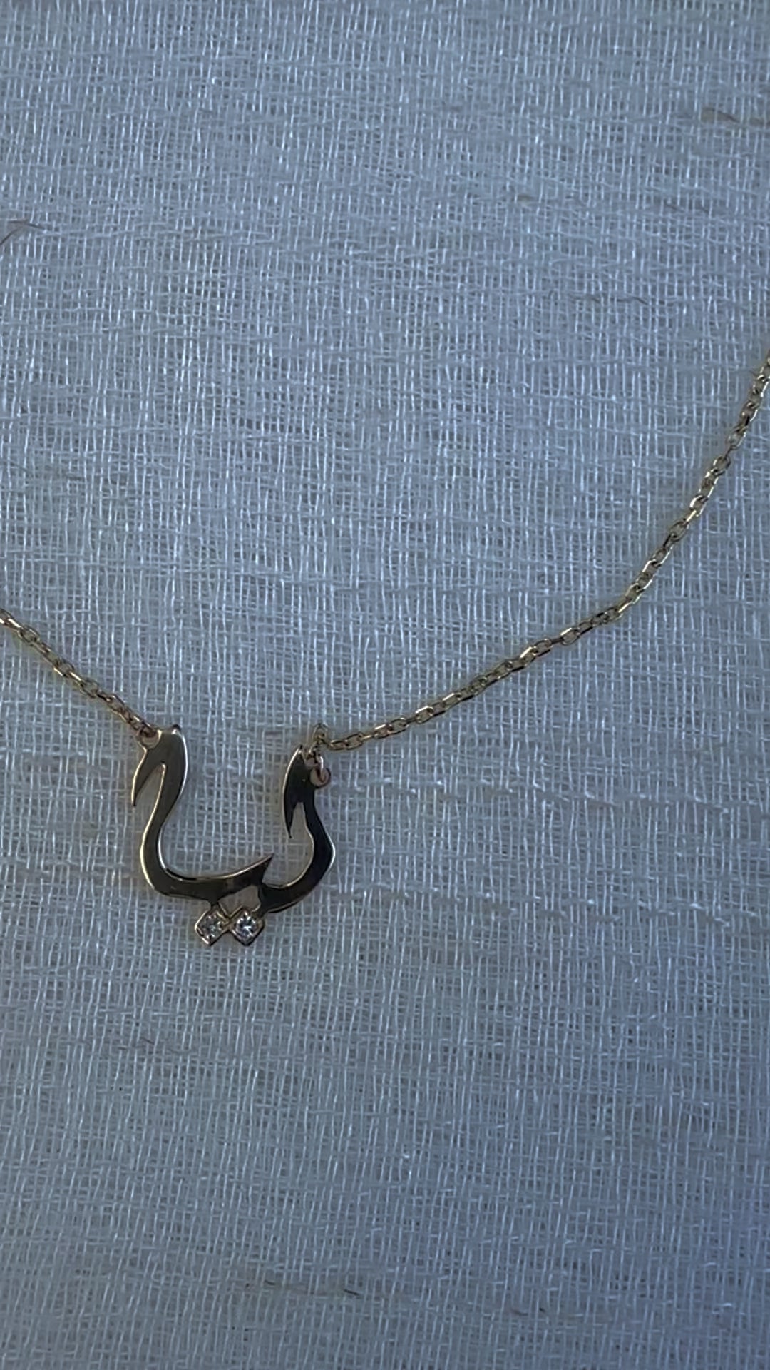 Arabic name Necklace handcrafted in 18 karat gold, with optional diamonds on the dots. This necklace is completely custom made and you can select the length of the chain. Calligraphy options will be shared with you after placing the order | Ella creations Jewelry