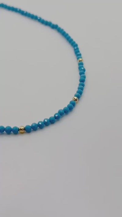 turquoise necklace with solid gold beads | Ella Creations Jewelry