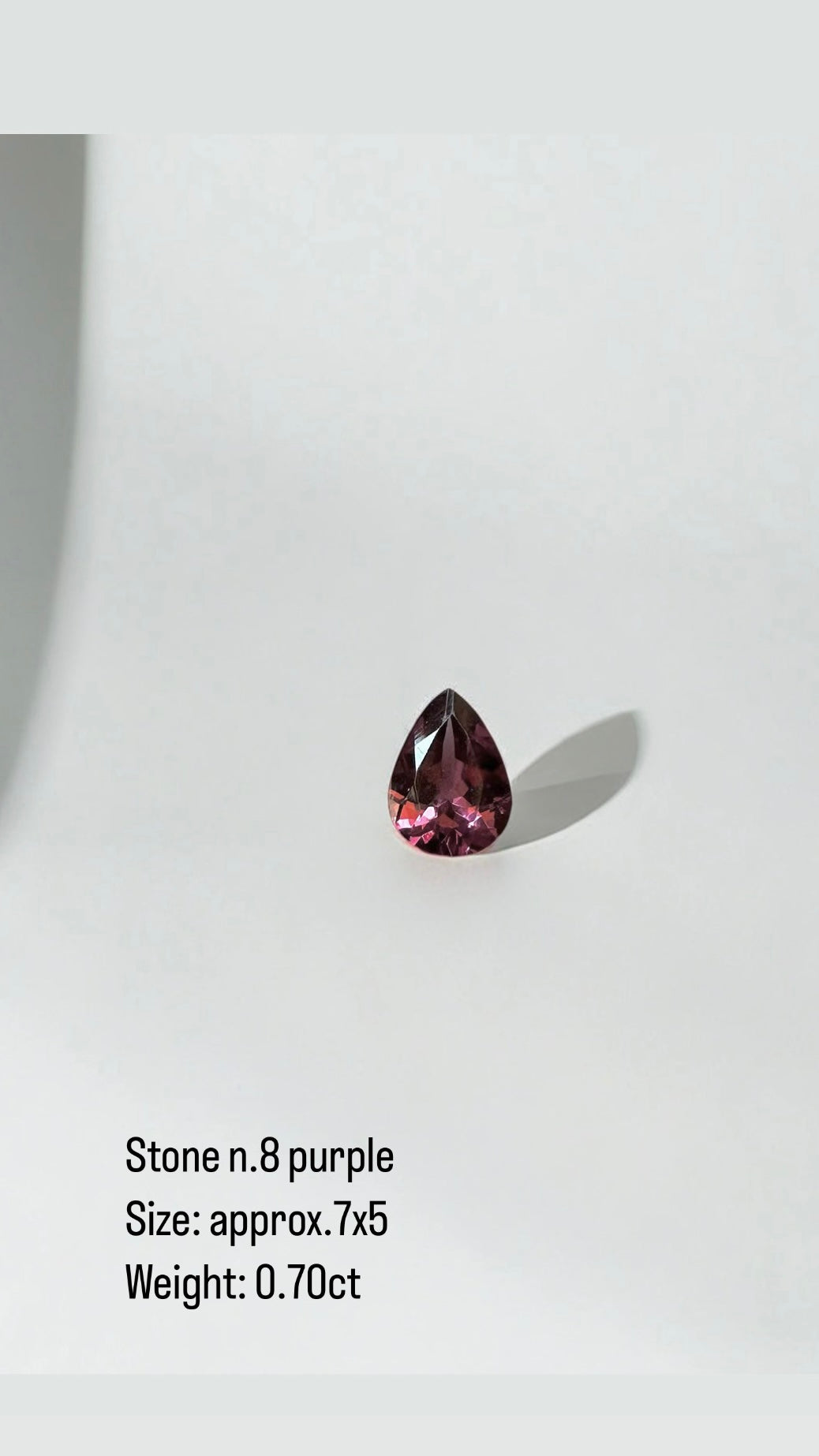 Custom made purple tourmaline teardrop pendant in 18K gold