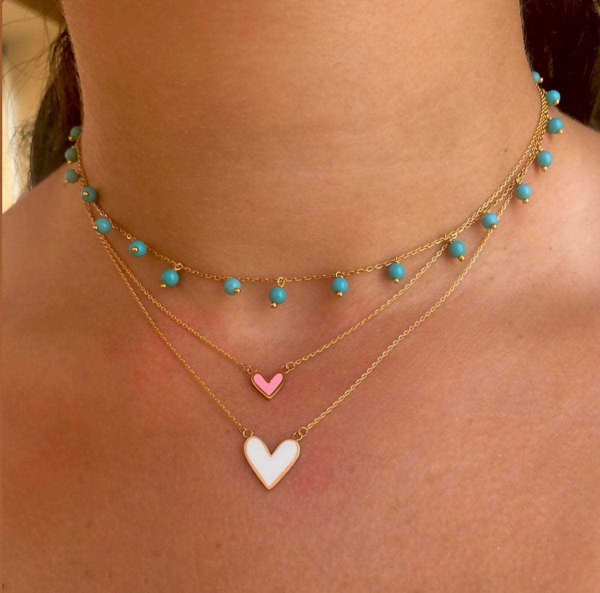 18K solid gold dainty turquoise choker, available in choker and collar lengths | Yasmin Nabulsi Fine Jewelry
