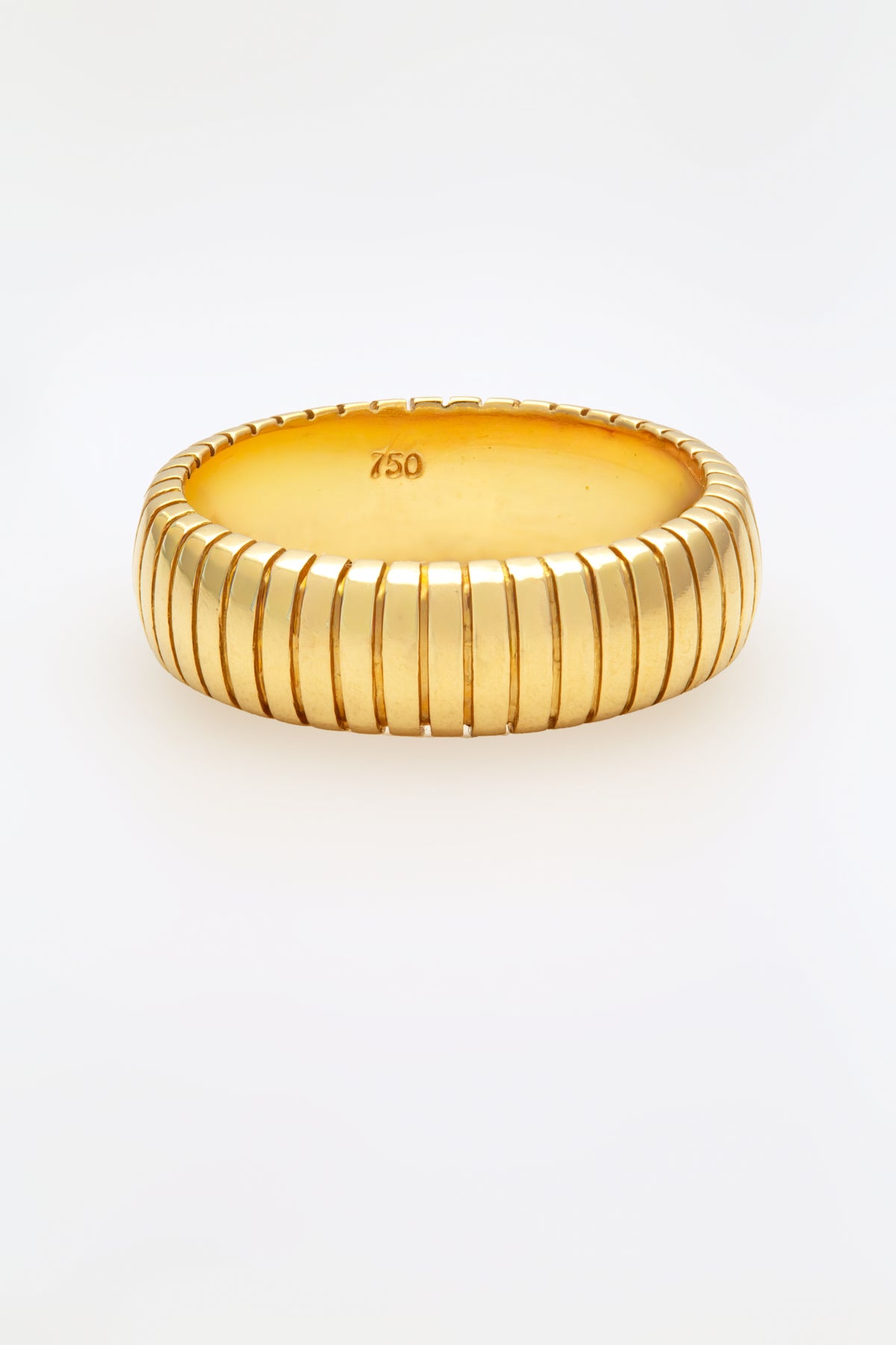 Ribbed wide gold ring in 14K or 18K solid gold, a thick polished band | Yasmin Nabulsi Fine Jewelry
